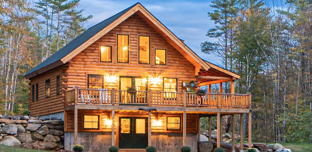 Coventry Rancourt20 Twilight cropped - Coventry Log Homes