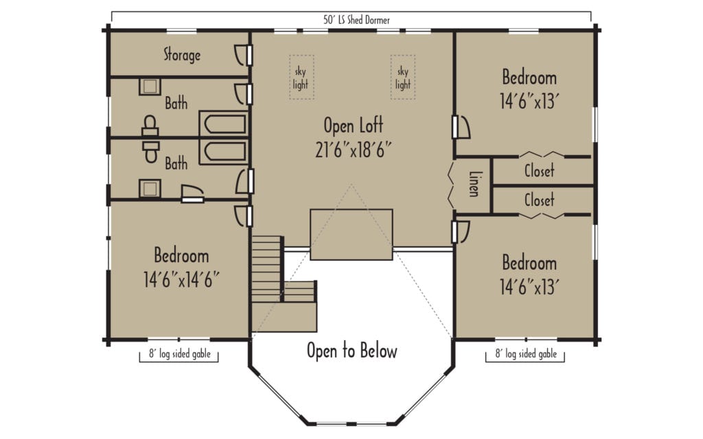 Craftsman Bowman 2ndFloorH - Coventry Log Homes